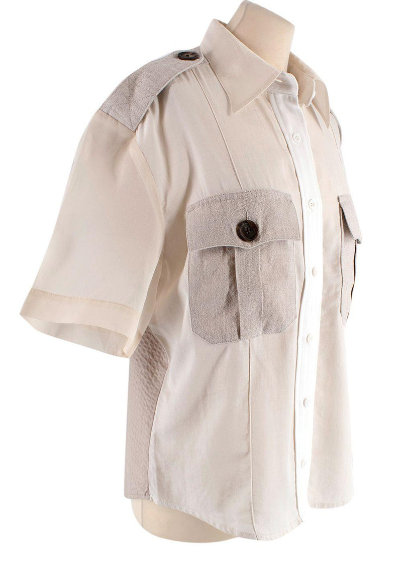 College Safari Paneled Cotton-twill And Seersucker Shirt