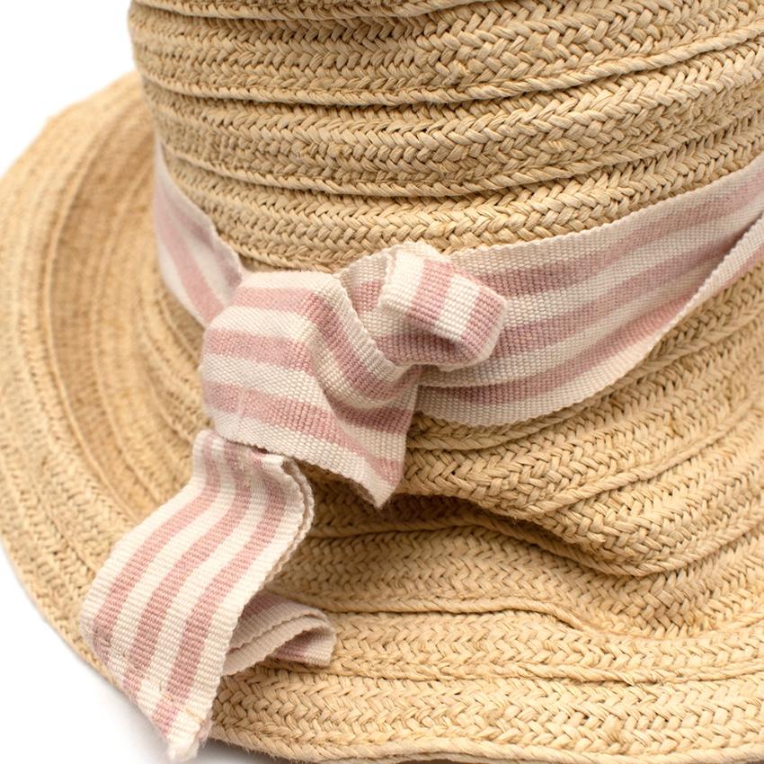Bonpoint Paper Straw Pink Stripe Ribbon Hat