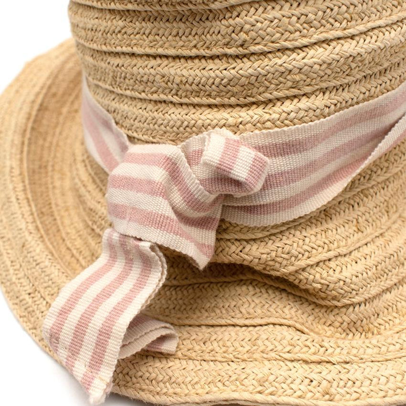Bonpoint Paper Straw Pink Stripe Ribbon Hat