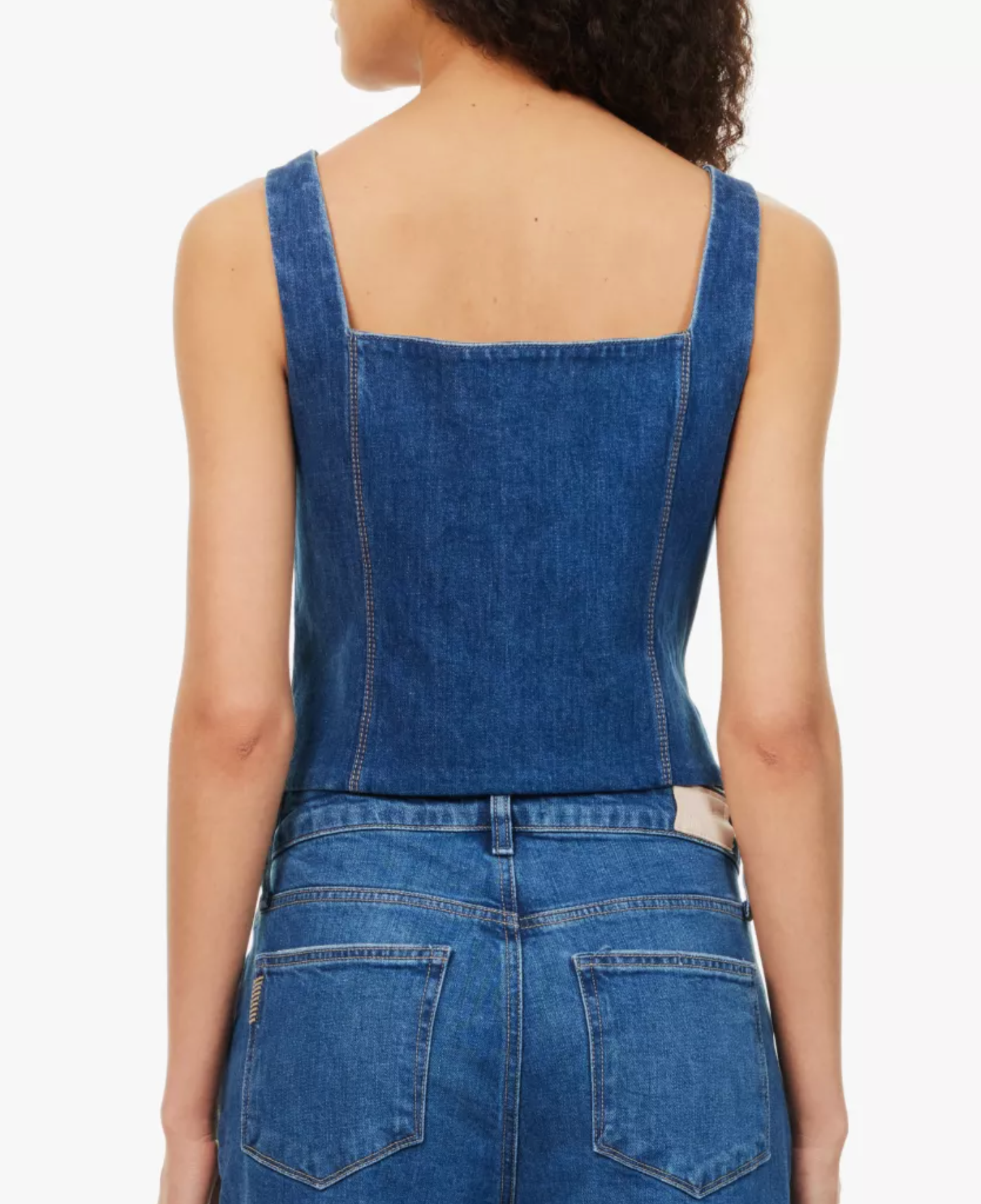 Paige Irene Shoulder-Straps Stretch-Denim Top