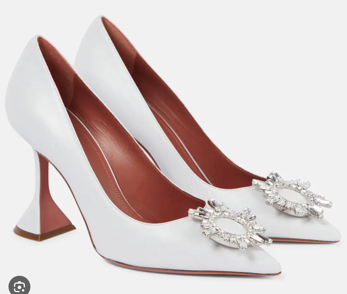 Begum White Crystal Embellished Pumps