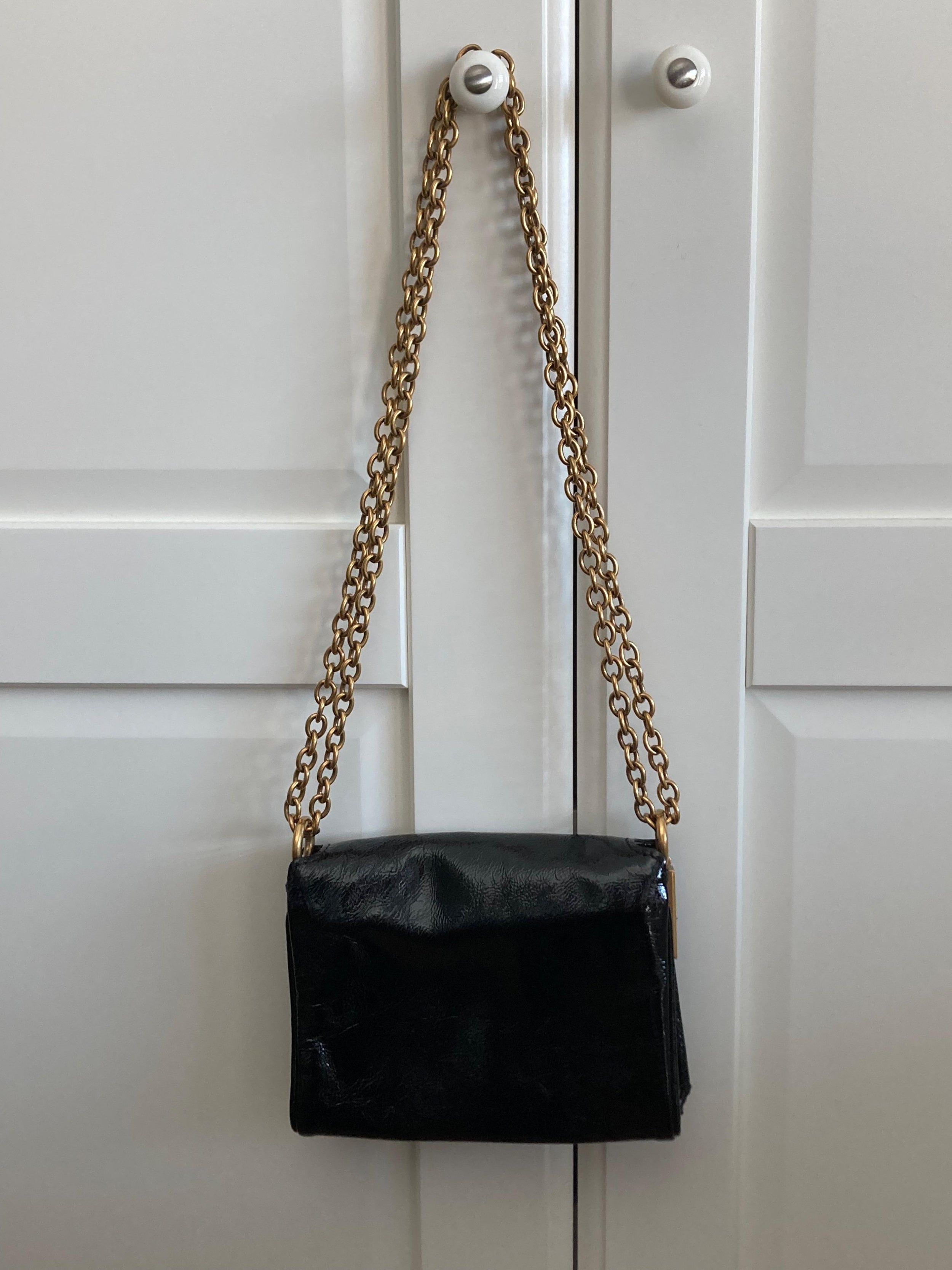 Saint Laurent Vintage Black Leather Flap Bag