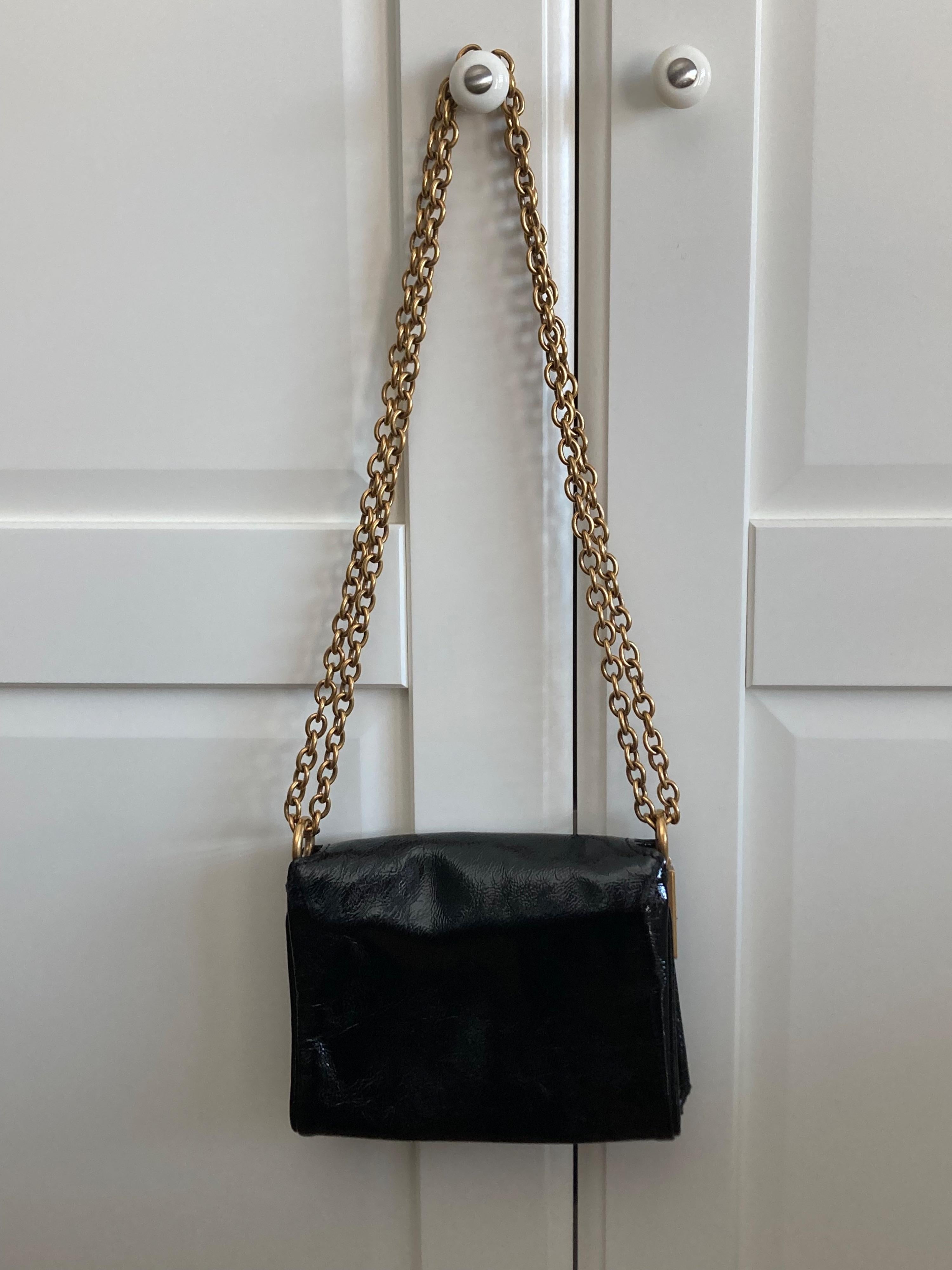 Saint Laurent Vintage Black Leather Flap Bag