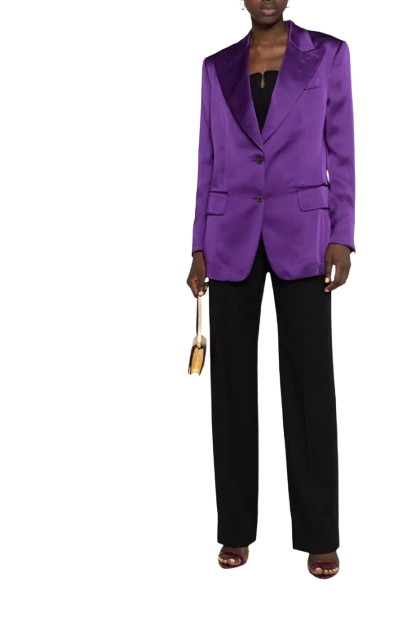 Tom Ford Purple Single-Breasted Satin Blazer