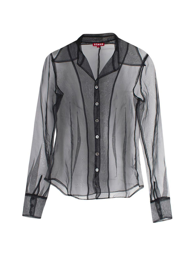 Staud Black Sheer Organza Hendrix Shirt and Bralette