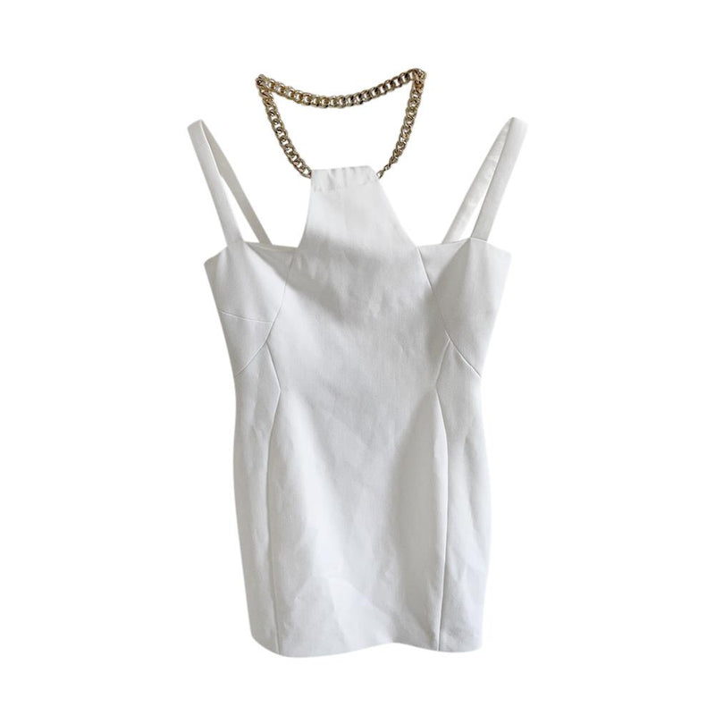 Versace Collection Chain Halter White MIni Dress