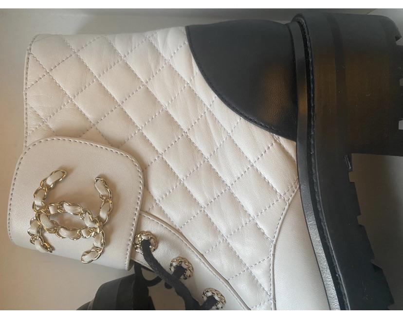 Quilted White Lace Up Boot