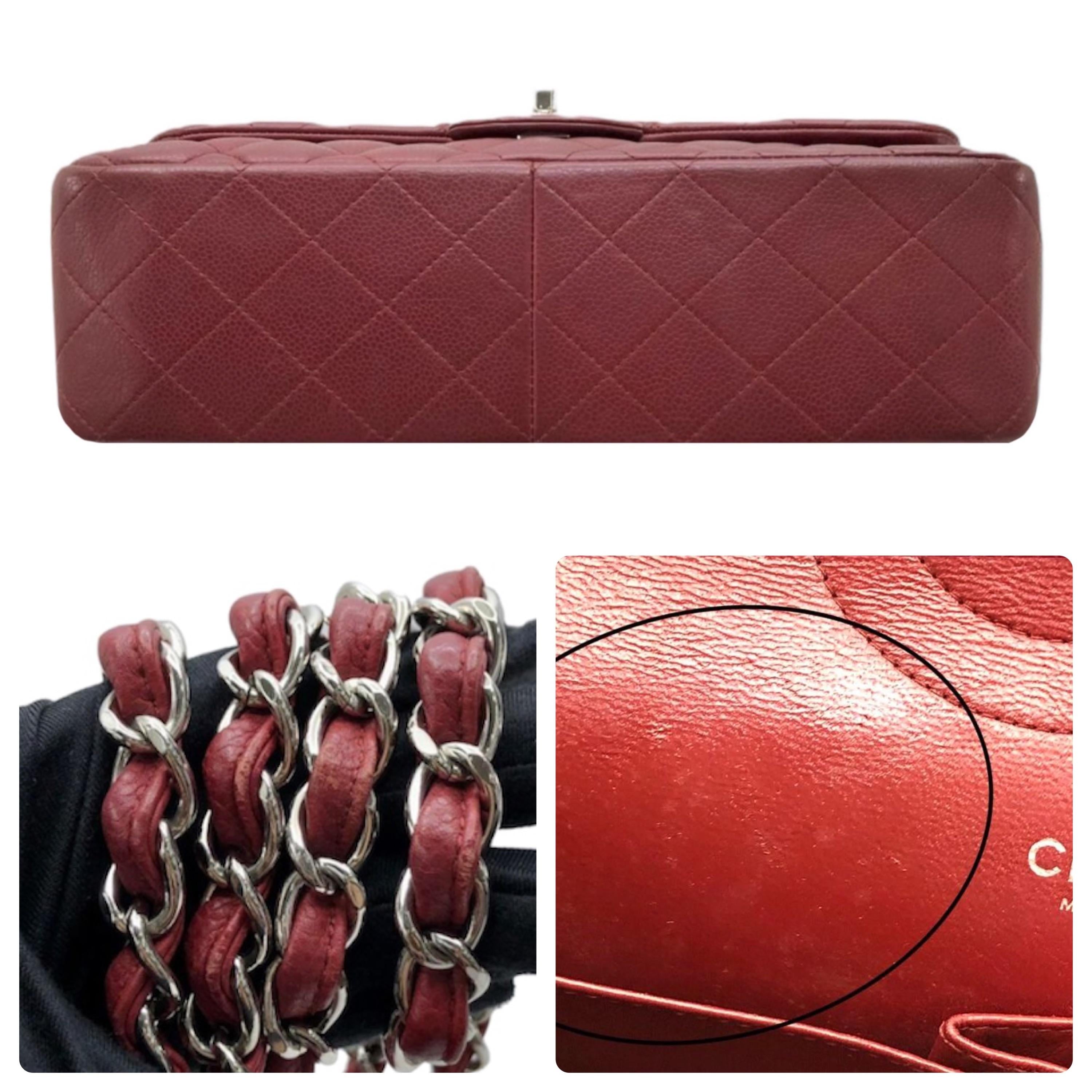 Chanel Burgundy Caviar Leather Jumbo Double Flap Bag