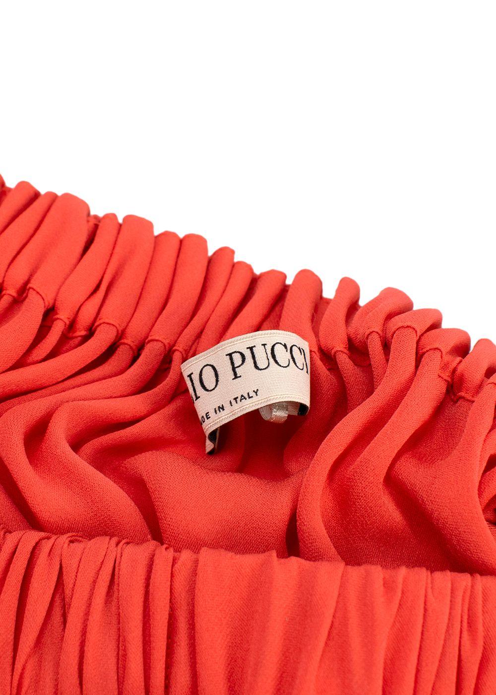 Emilio Pucci Printed-trim Off-shoulder Coral Blouse