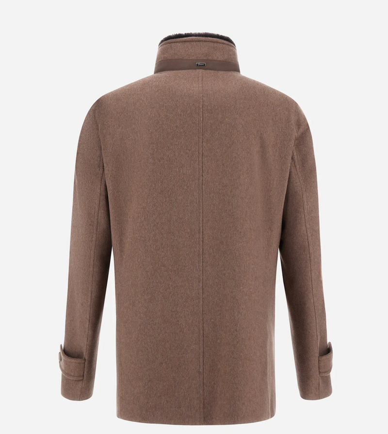 Herno Cashmere Shearling-Trim Car Coat