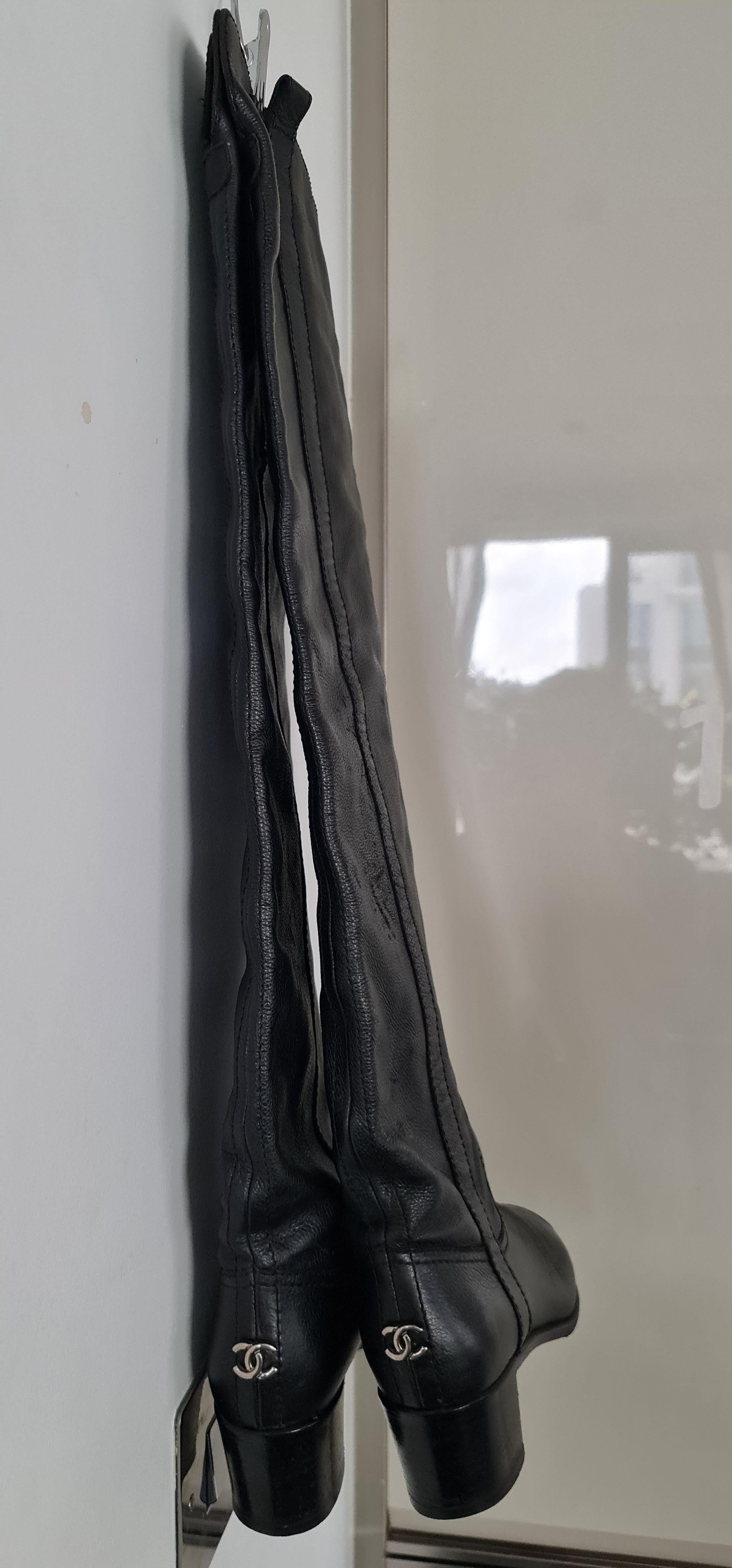 Black Leather Over The Knee Boots