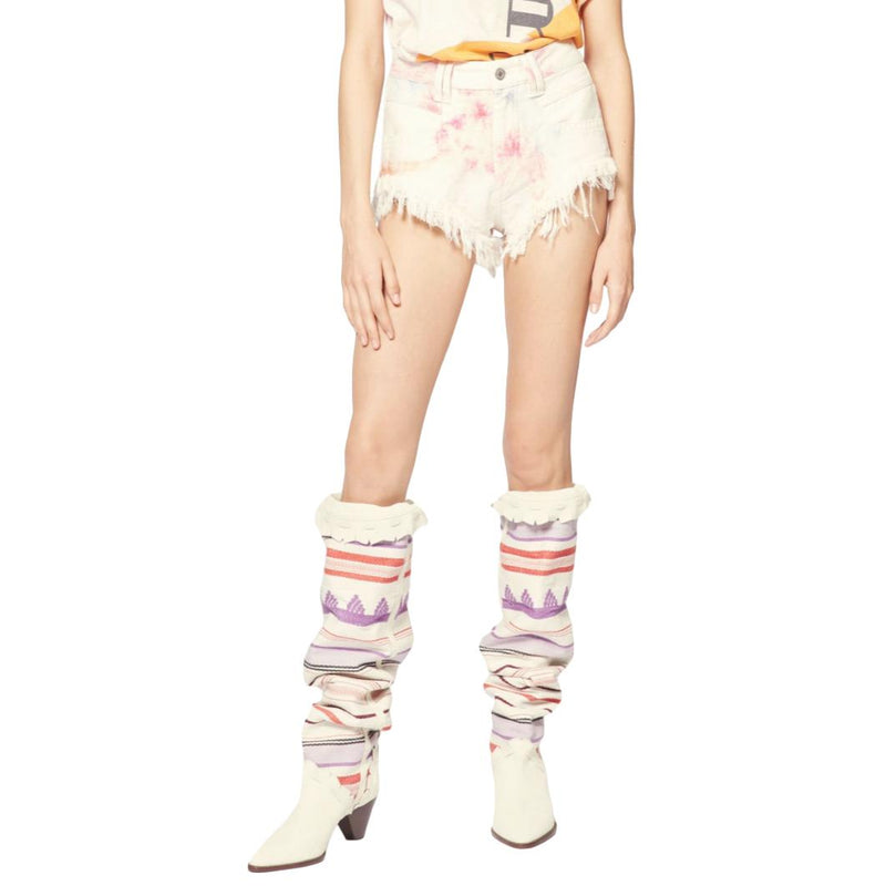 Isabel Marant Denim Distressed Bleached Tie-Dye Shorts