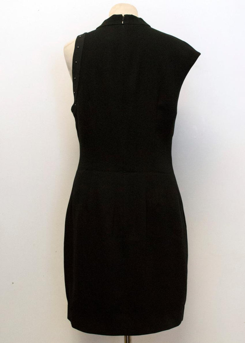 Halston Heritage Black High Neck Crepe Dress with Studs