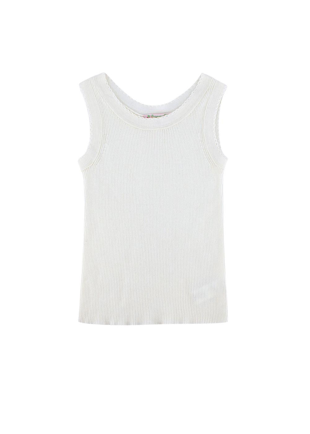 Kids 10Y Cream Ribbed Knit Vest