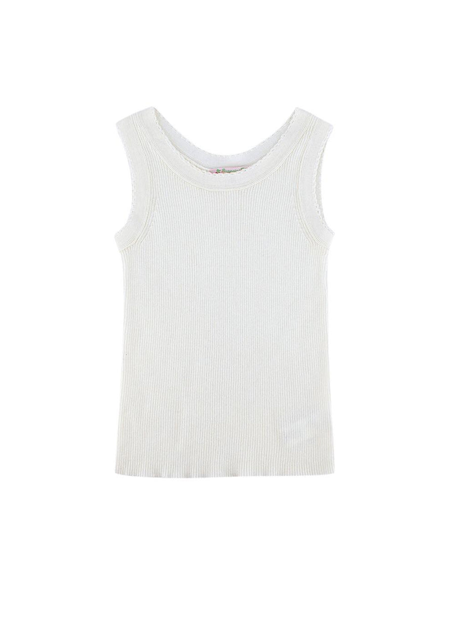 Kids 10Y Cream Ribbed Knit Vest