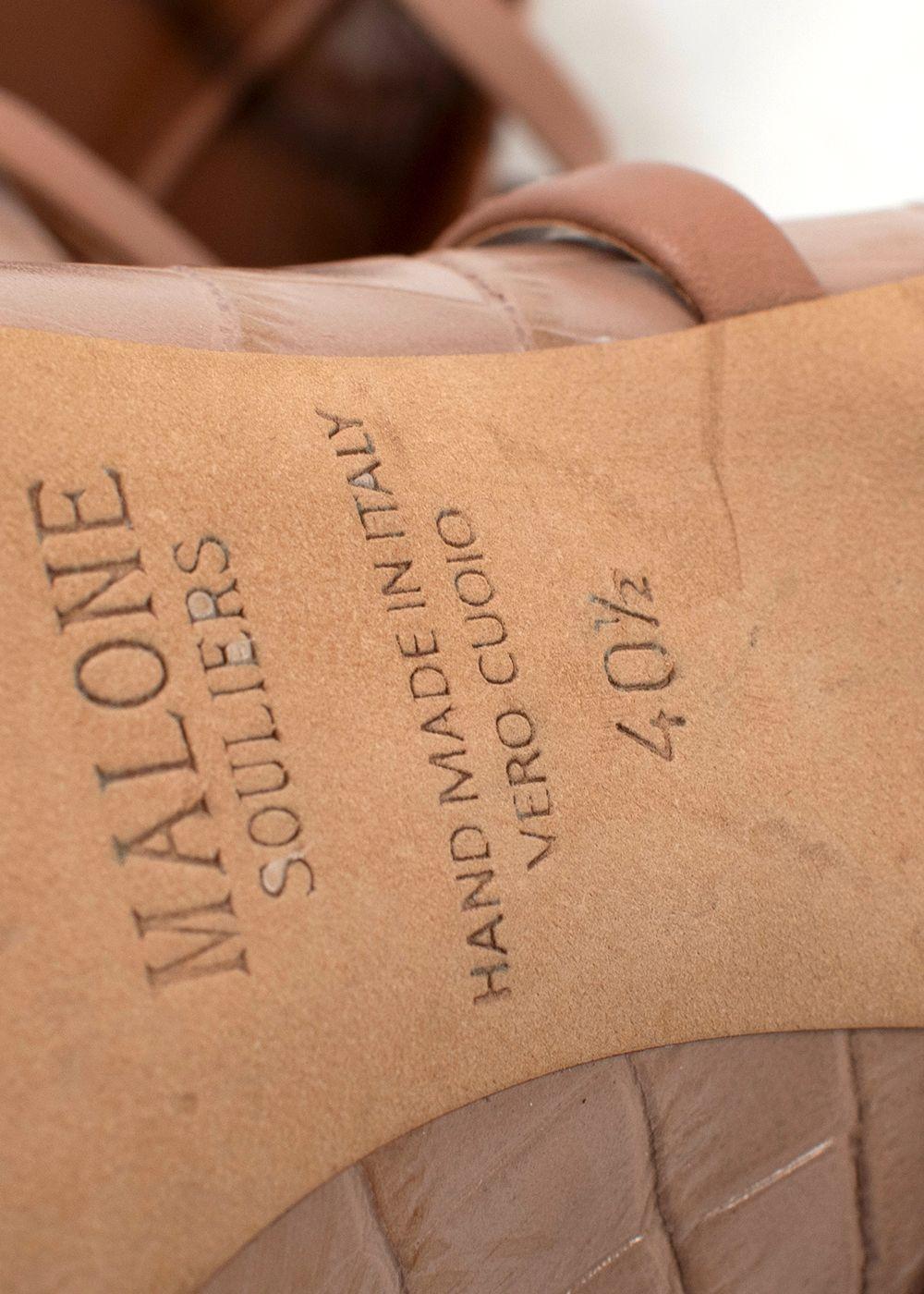 Malone Souliers Beige Croc Embossed Maureen Mules