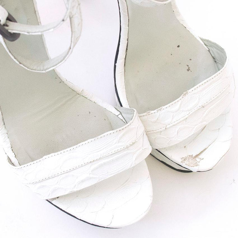 Karina IK White heeled platform sandals