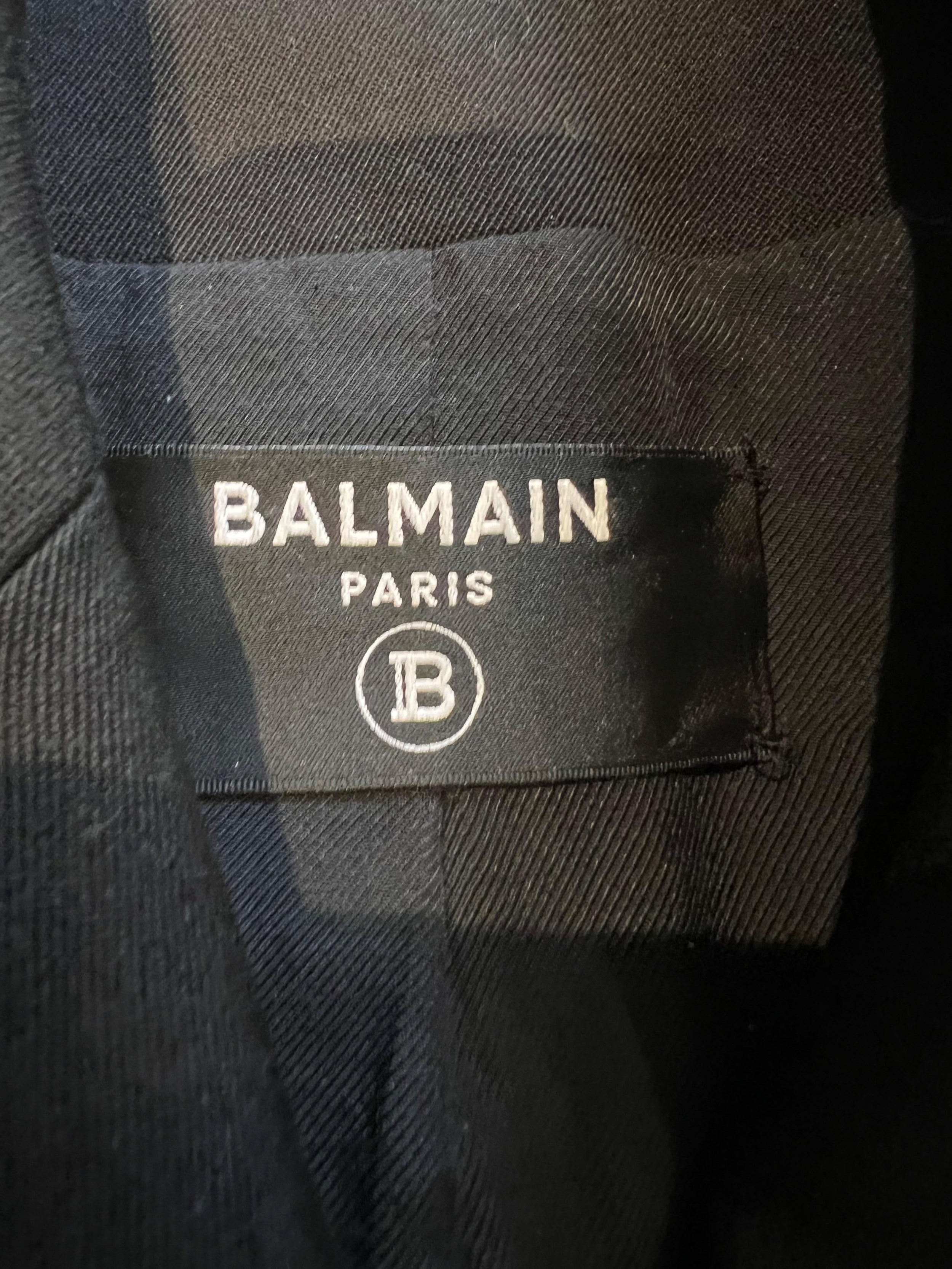 Balmain Black Double Breasted Blazer with Gold Button Detail