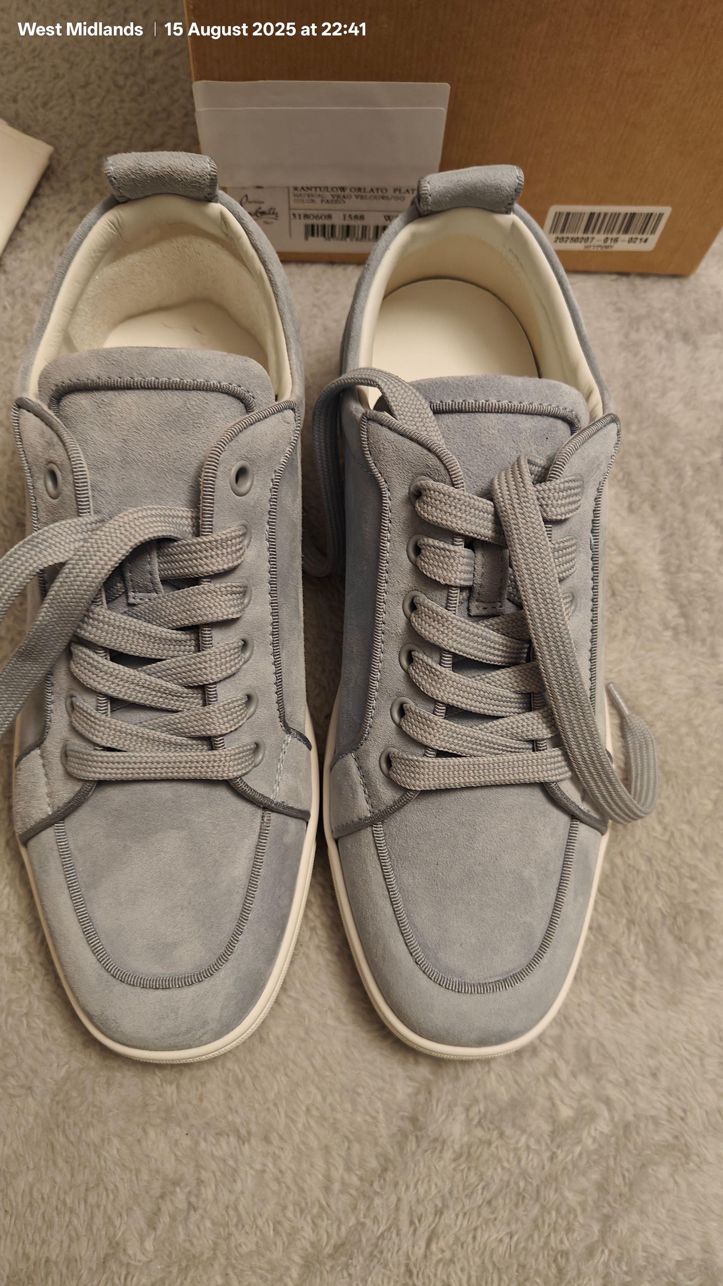 Louboutin Rantulow Orlato Sneakers in Suede Ice Blue