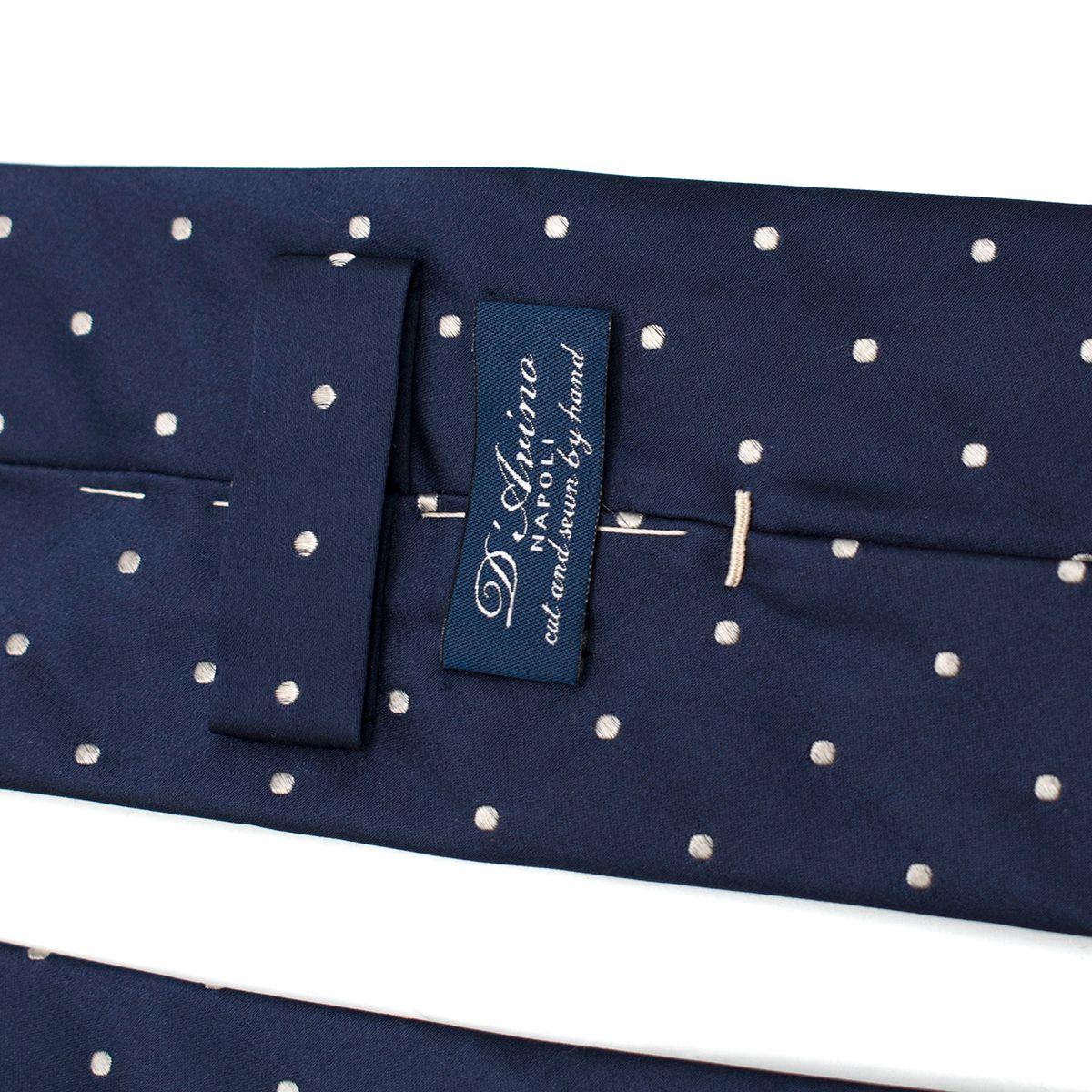 D'Avino Napoli Navy And White Dot Satin Tie
