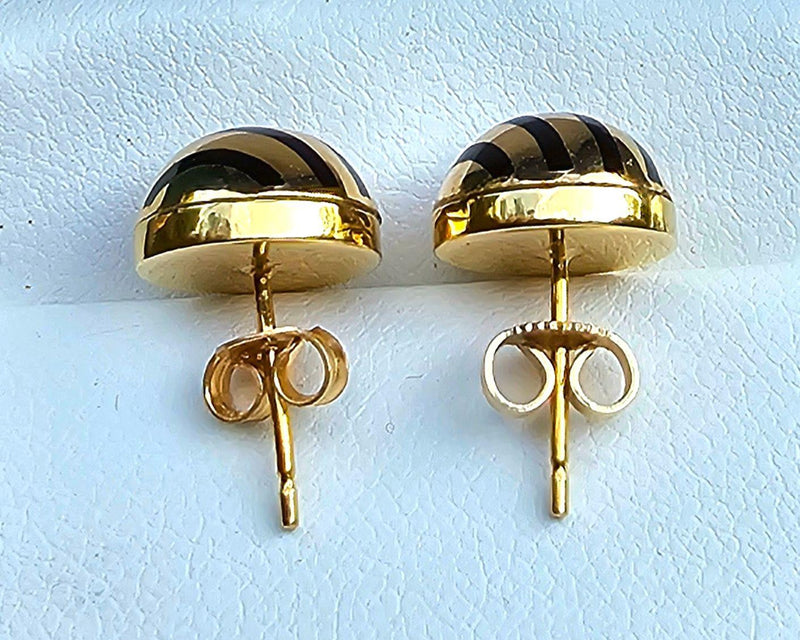 Bespoke Gold And Enamel Dome Earrings 10mm