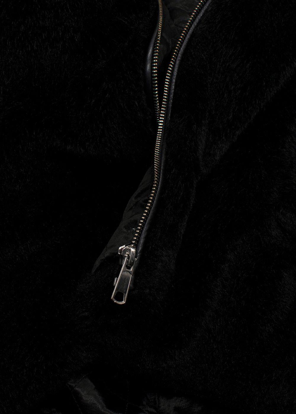 Helmut Lang Black Faux Fur Hooded Jacket