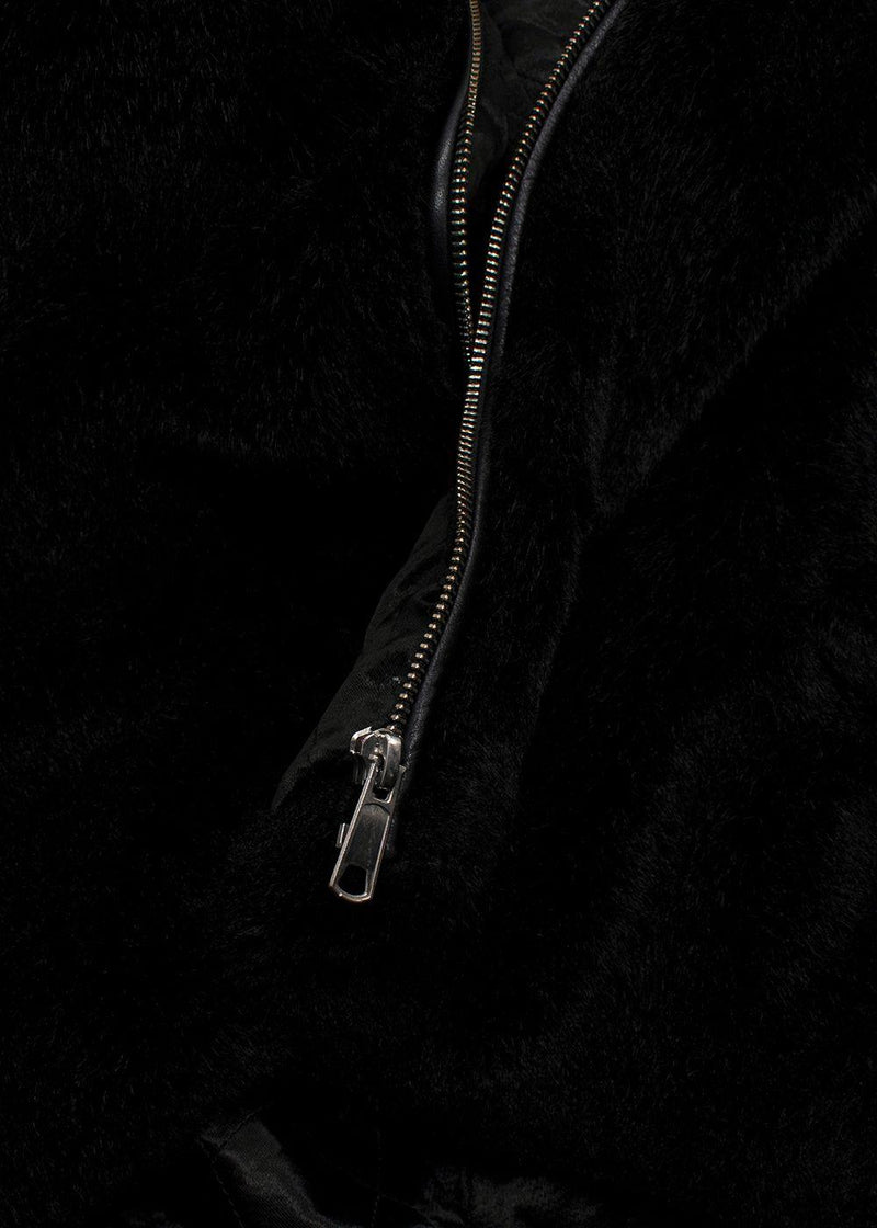 Helmut Lang Black Faux Fur Hooded Jacket