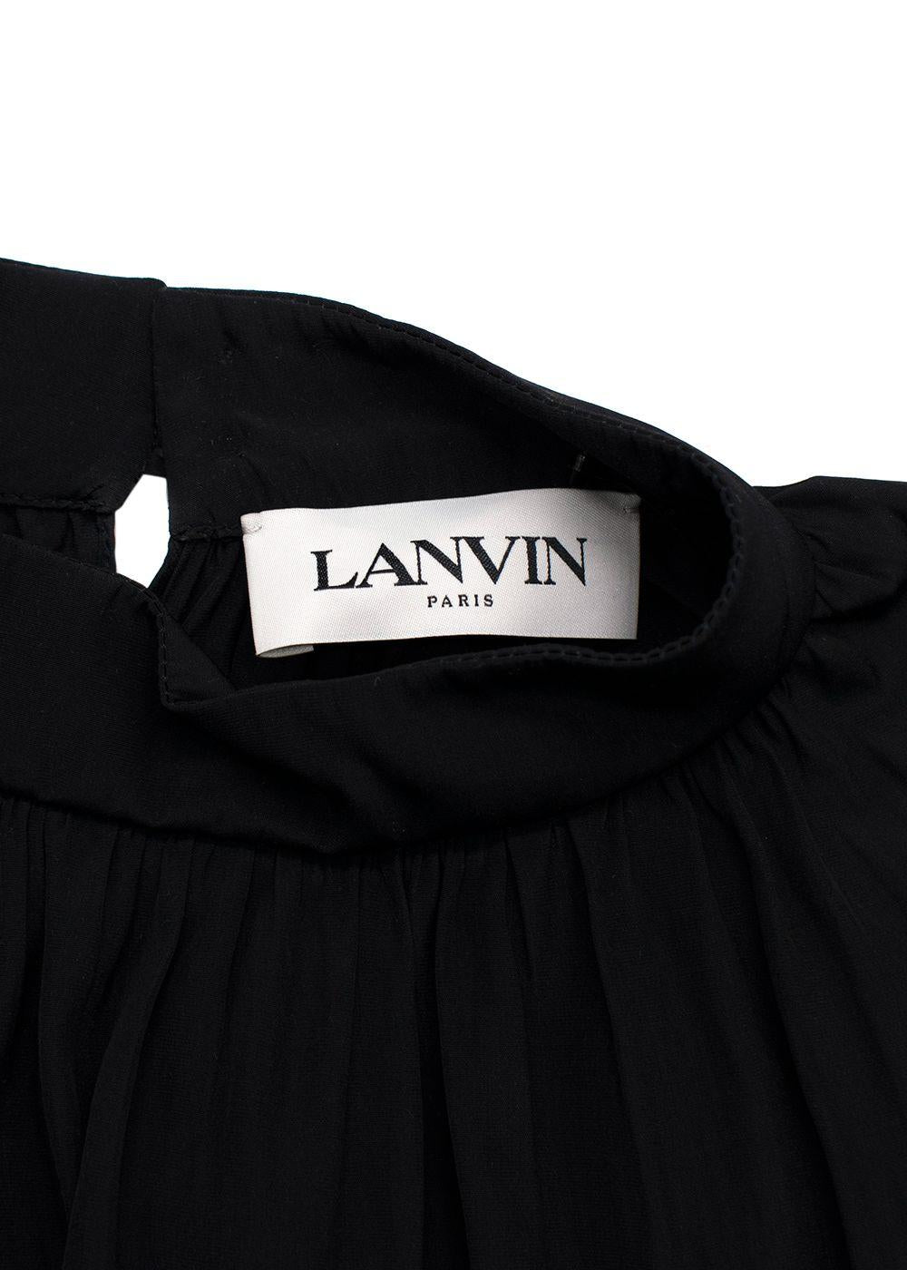 Lanvin Black Pleated Shell Peplum Blouse