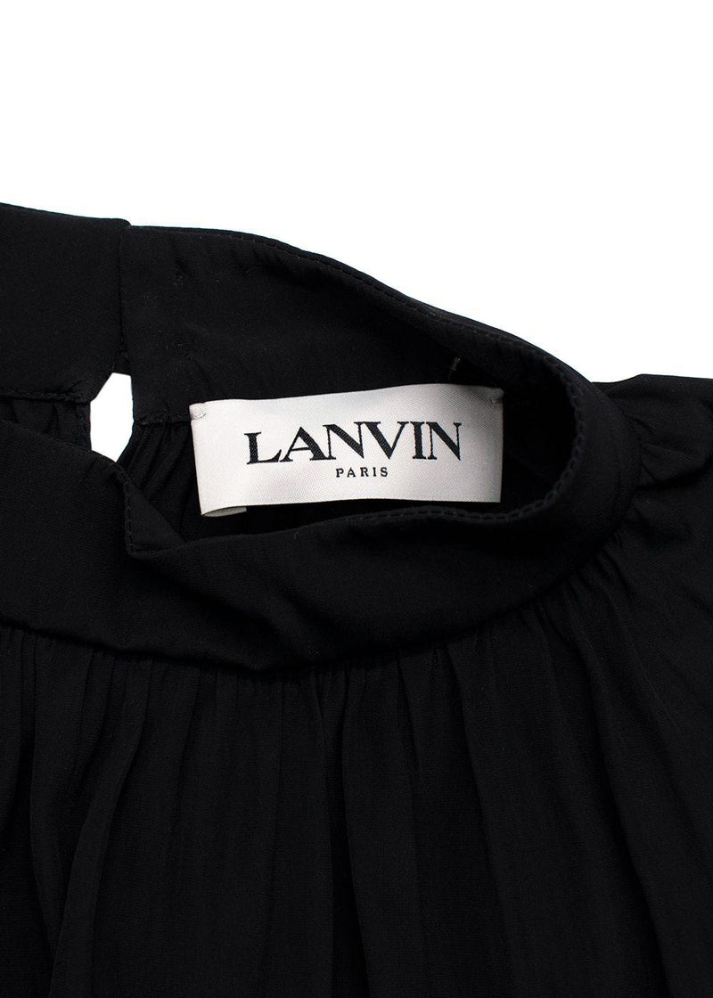 Lanvin Black Pleated Shell Peplum Blouse