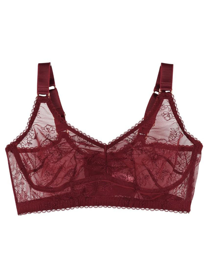 Agent Provocateur Burgundy Liv Floral Bra.