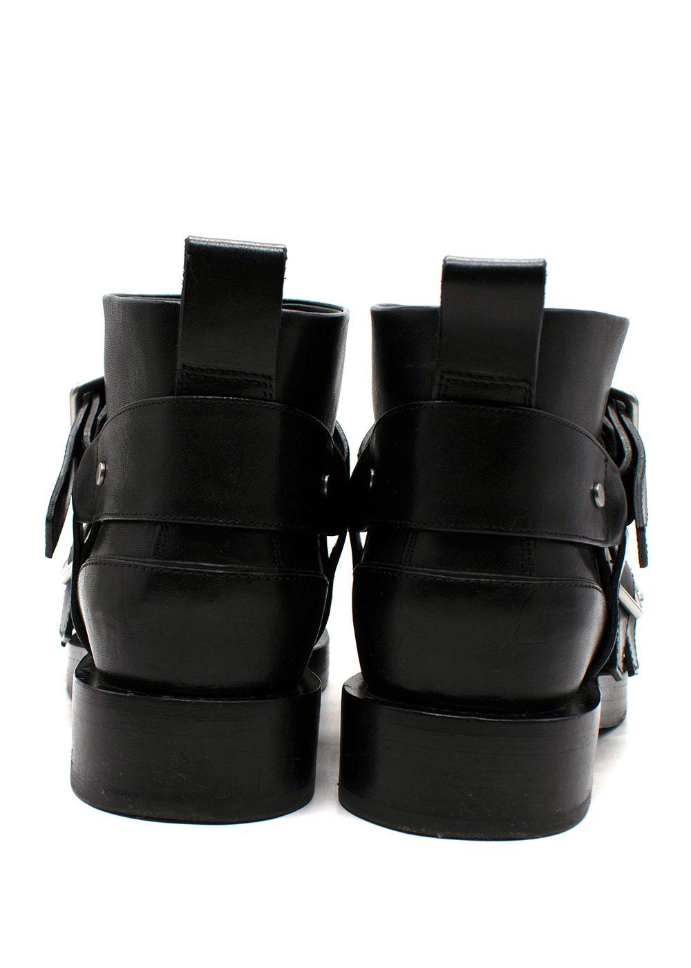 Burberry Black Multi-strap Leather Buckle Biker Boots
