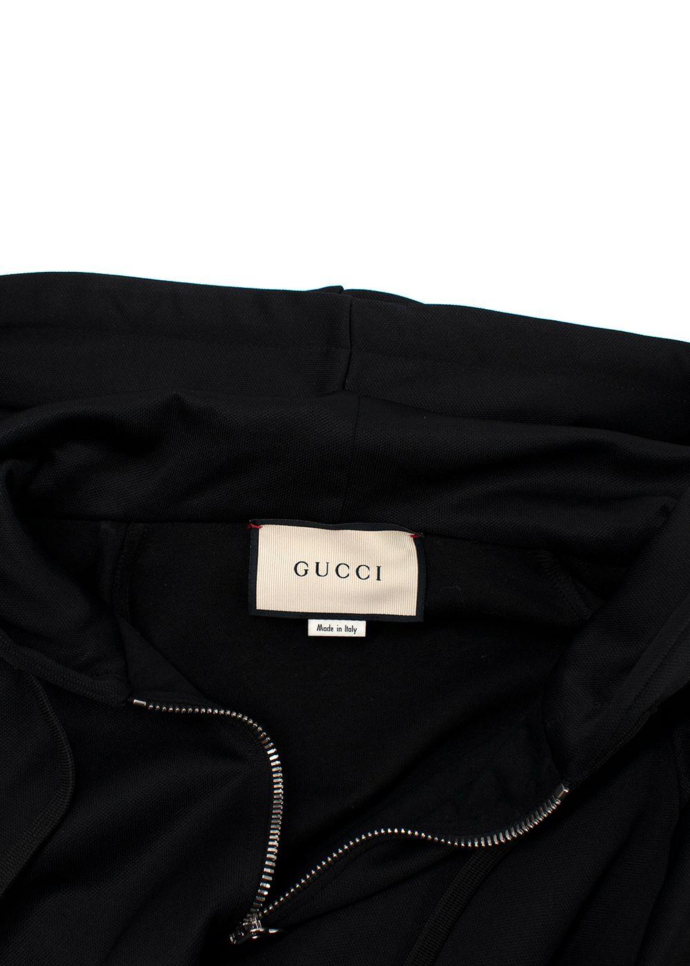 Gucci Black Crystal Stripe Sleeve Zip Up Hoodie