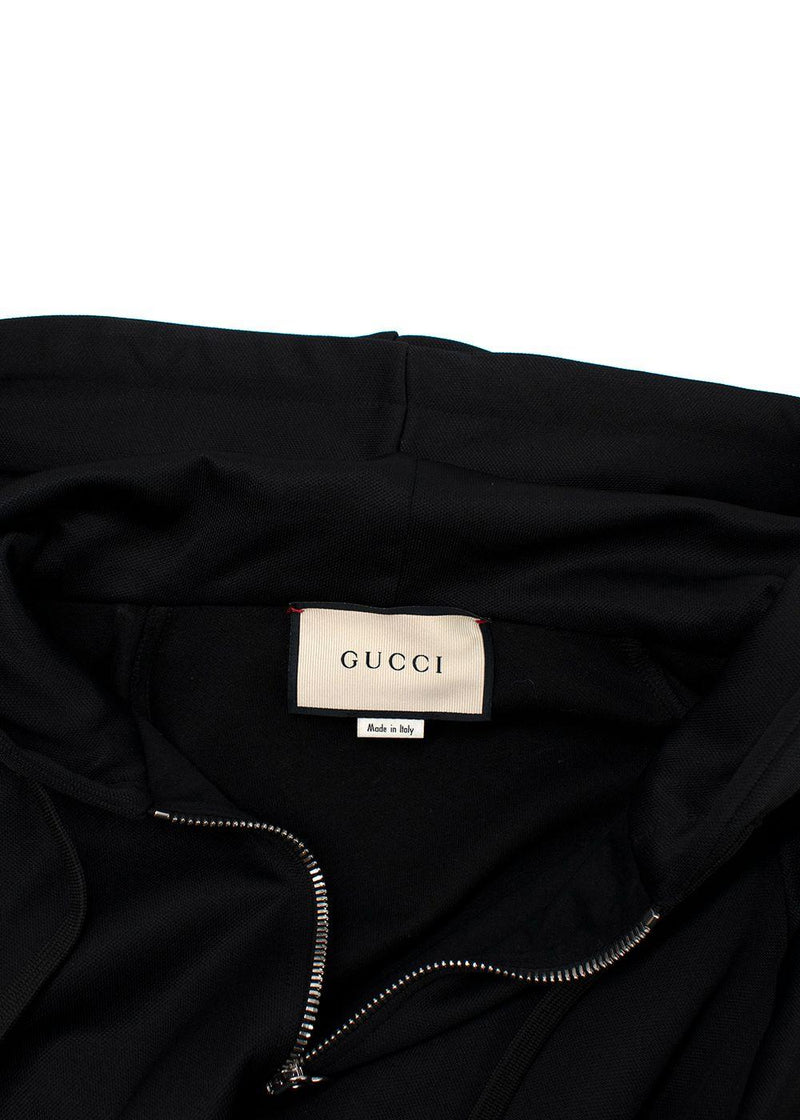 Gucci Black Crystal Stripe Sleeve Zip Up Hoodie