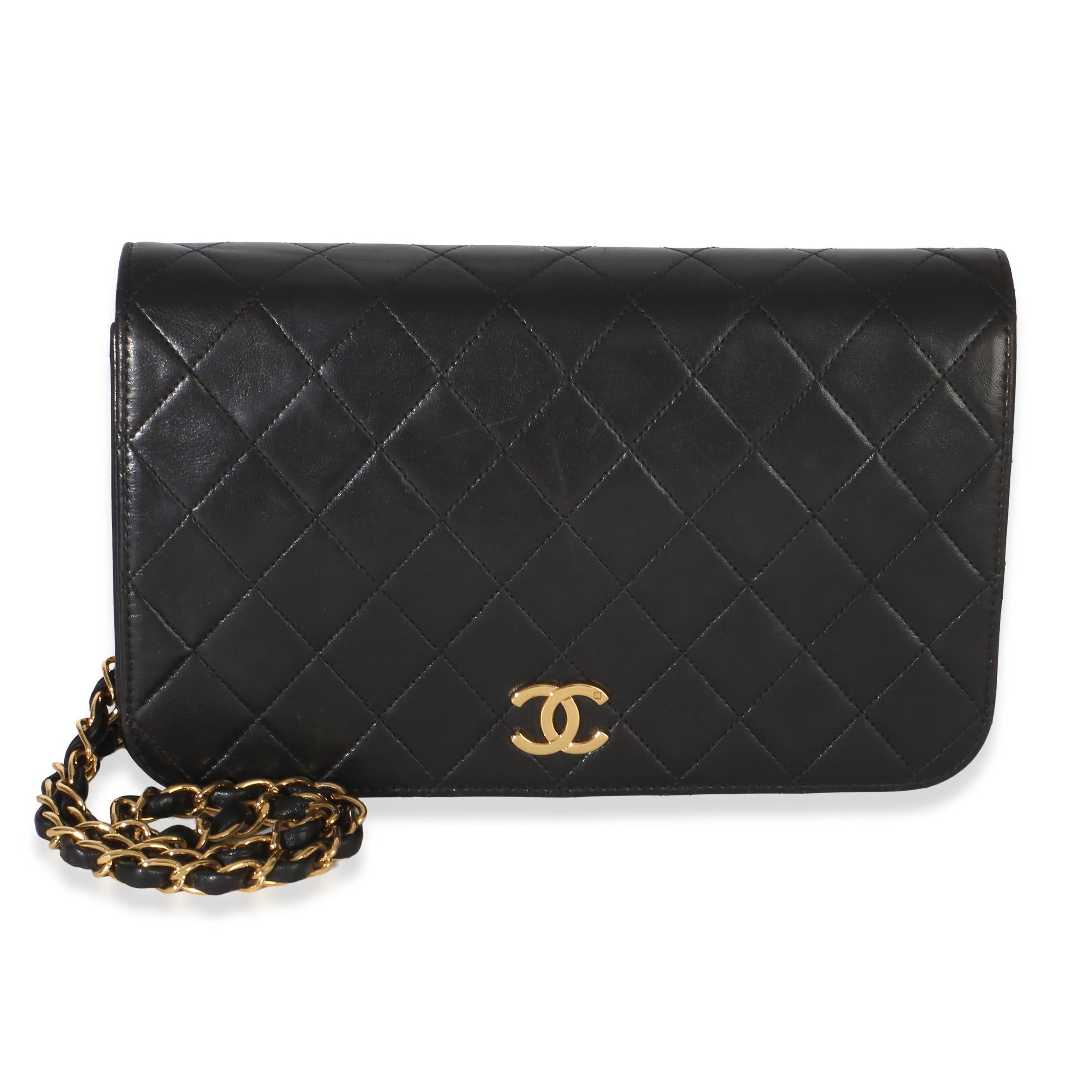 Chanel  Vintage Black Quilted Lambskin Full Flap Bag