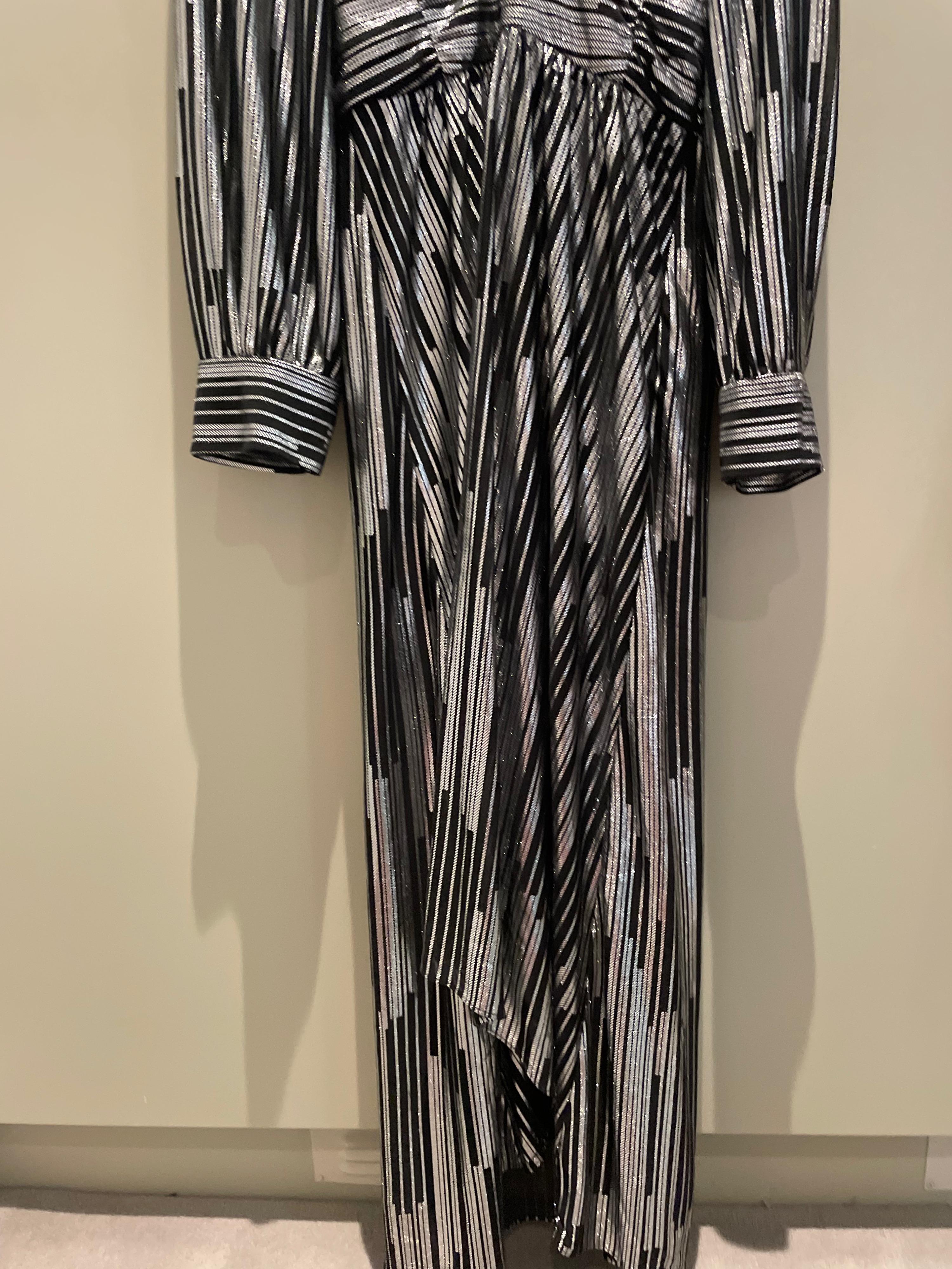 black & silver wrap front dress