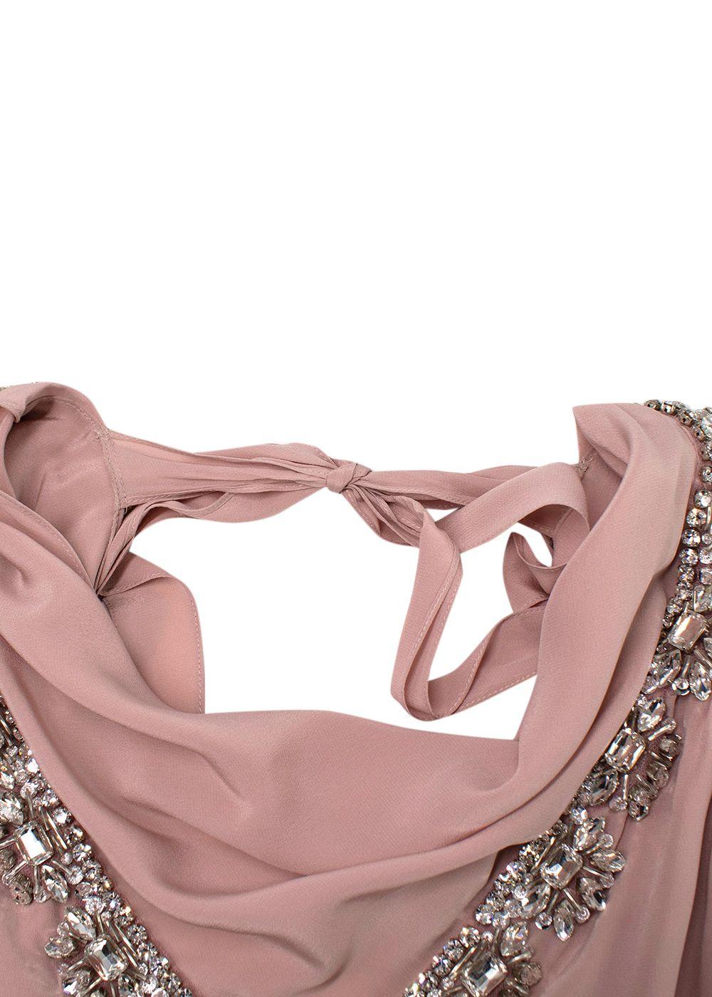 Miu Miu Blush Pink Crystal Embellished Silk Gown