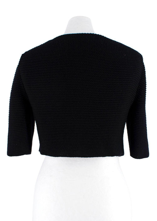 MaxMara Black Silk and Linen Blend Cropped Cardigan
