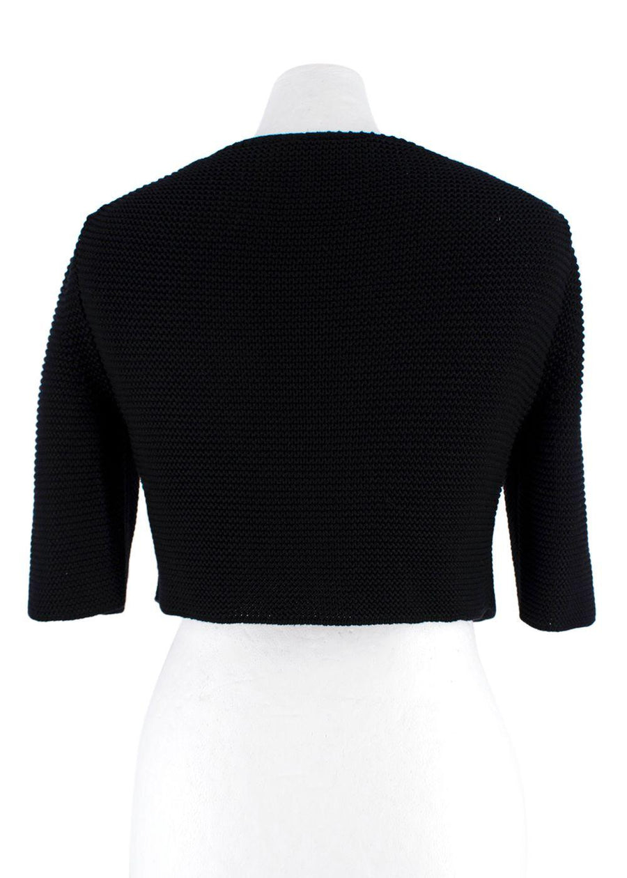 MaxMara Black Silk and Linen Blend Cropped Cardigan