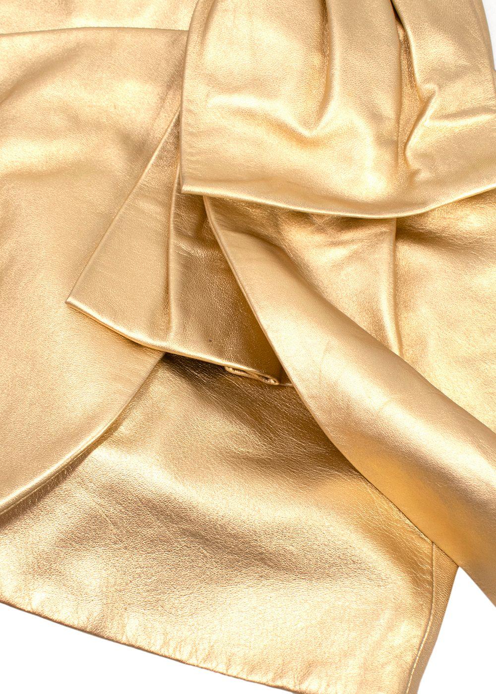 Dundas Strapless Ruched Metallic Leather Dress
