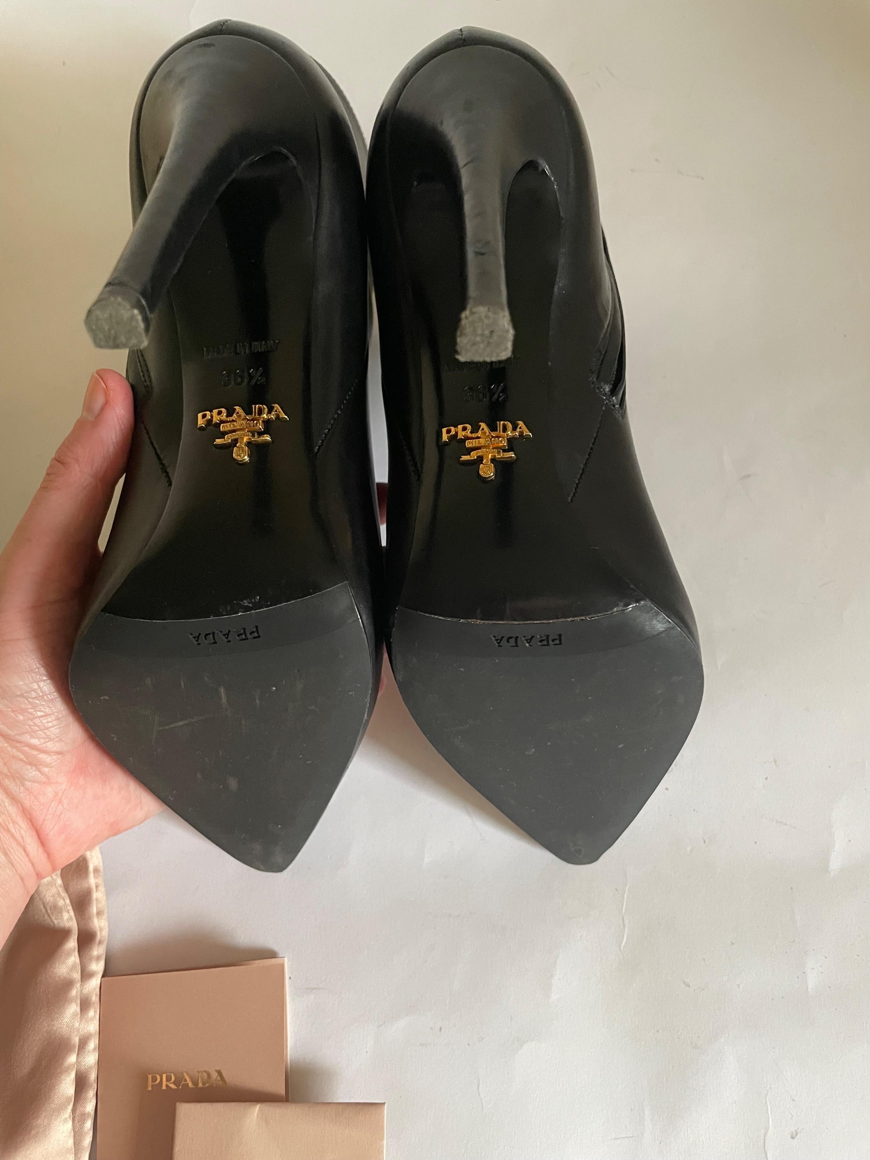 Prada Black Leather Ankle Boots