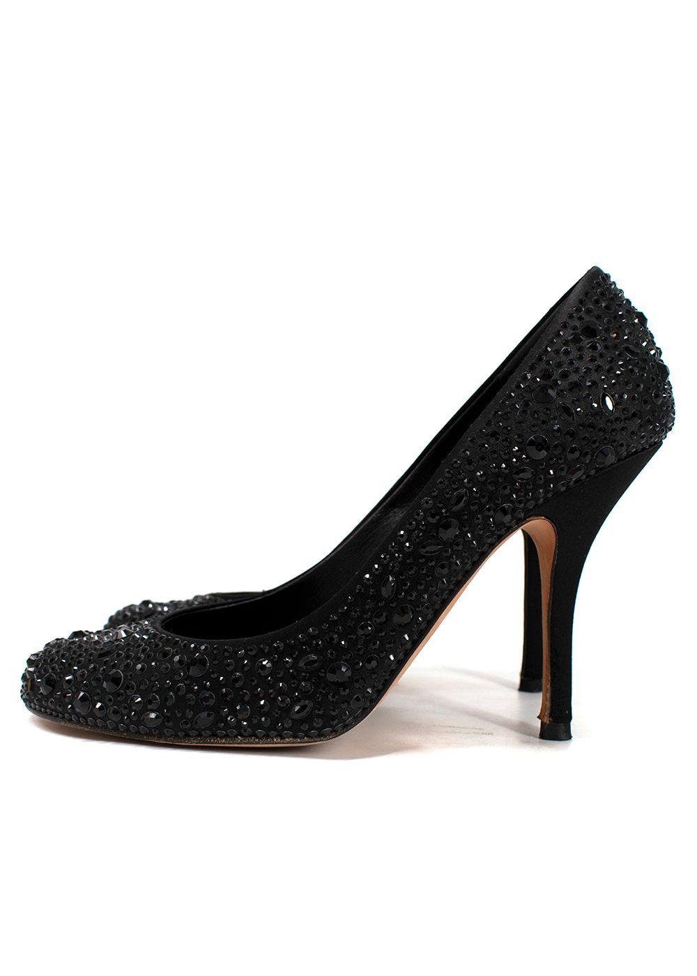 Gina Black Swarovski Crystal Embellished Pumps