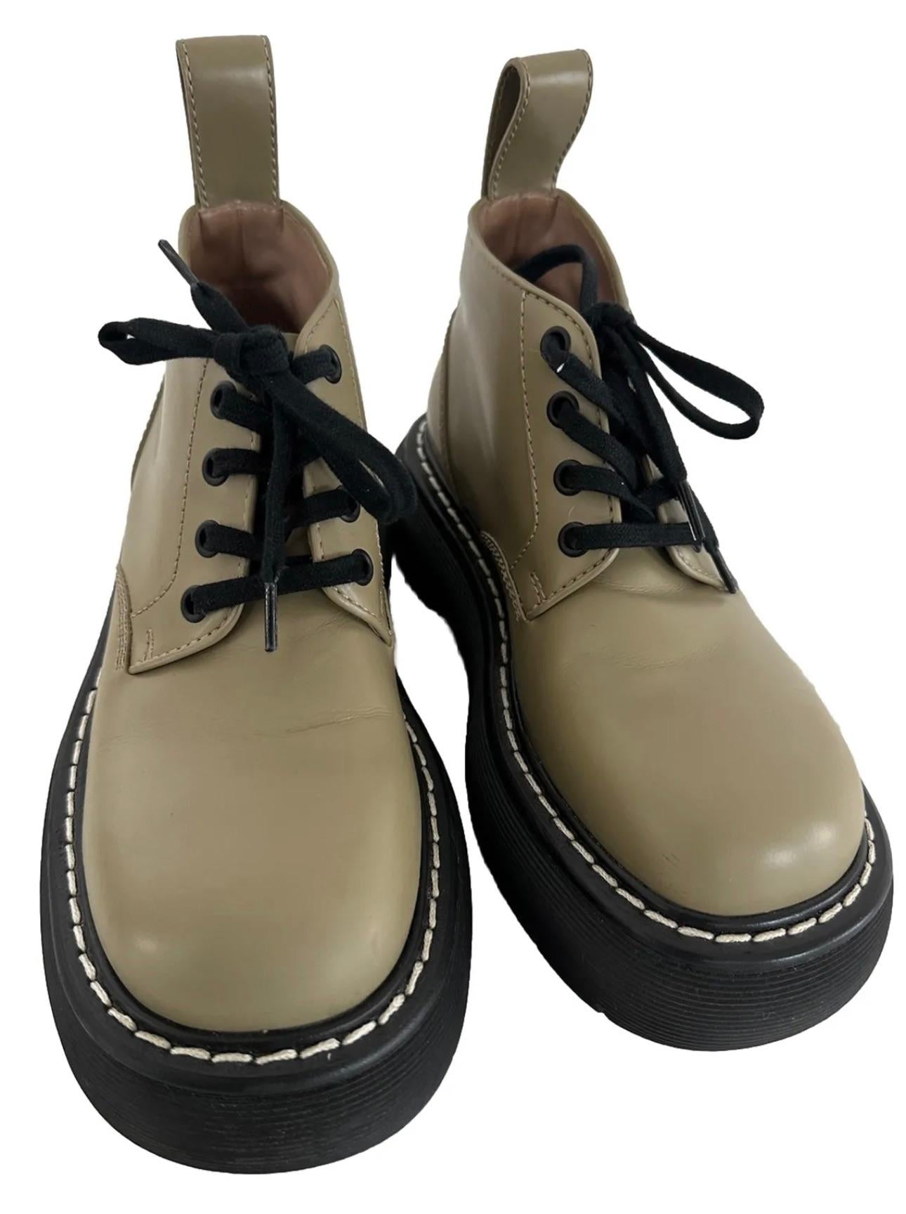 Bottega Veneta Khaki Bounce Lace-up Ankle Boots