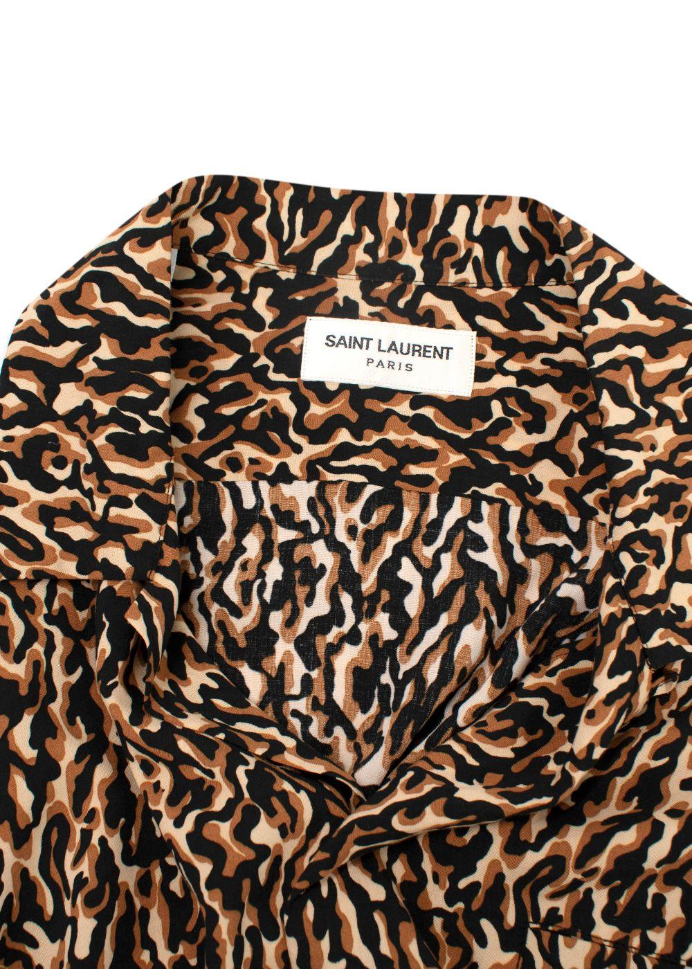 Saint Laurent Brown Printed Short Sleeve Shirt