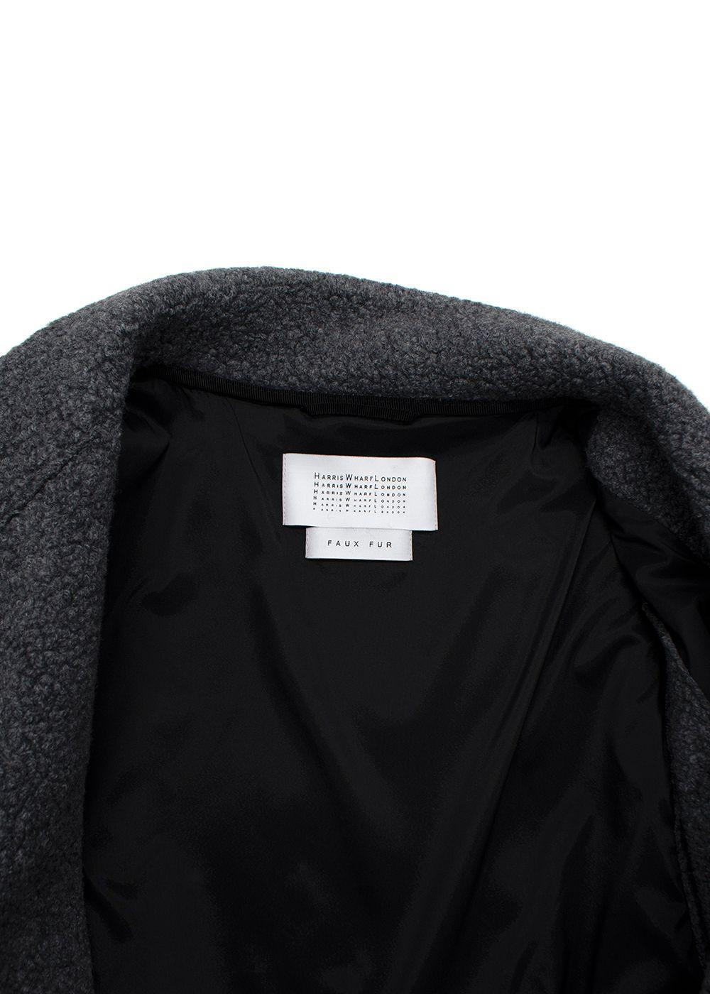 Harris Wharf Grey Shearling Wool Long Gilet