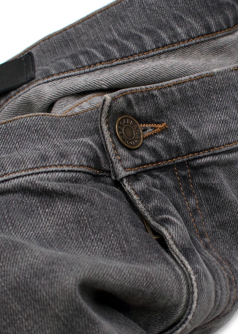 Dolce & Gabanna Distressed Grey Slim-Fit Jeans