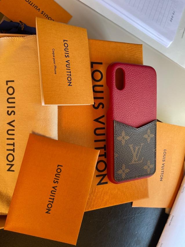 Louis Vuitton Red Leather & Monogram Canvas Bumper Phone Case X/XS