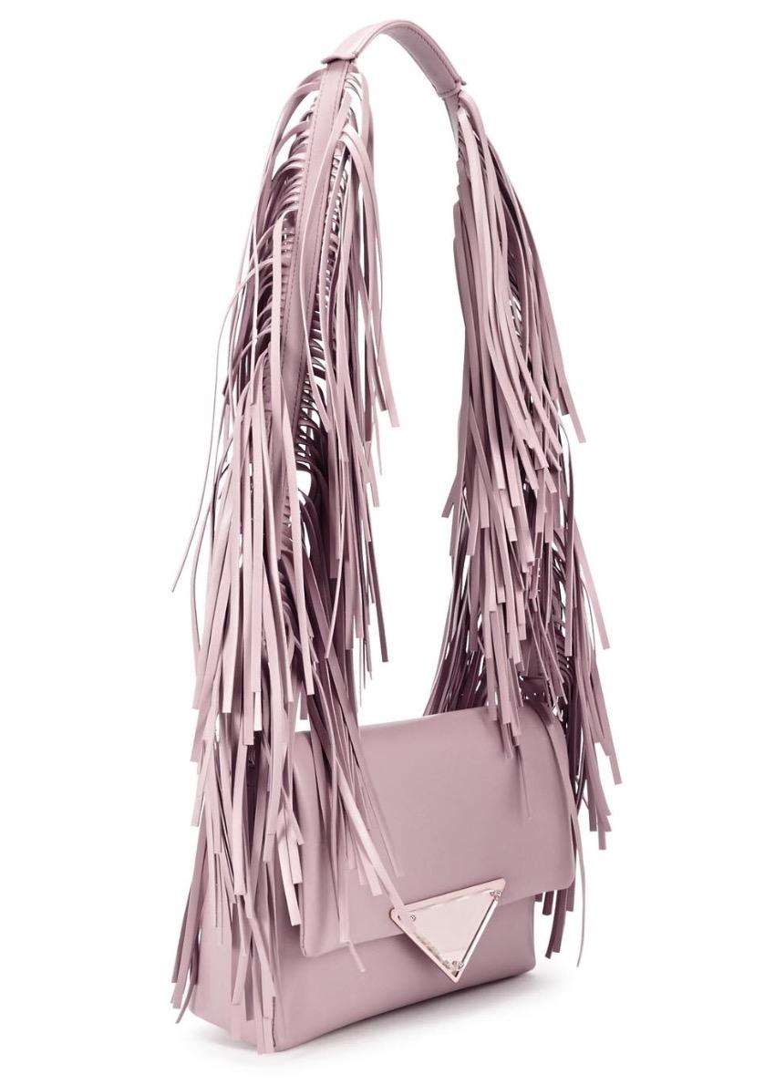 Sara Battaglia Fringe Pink Powder Blush Bag