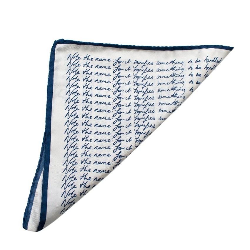 Bespoke Blue & White 'Note The Name' Handkerchief
