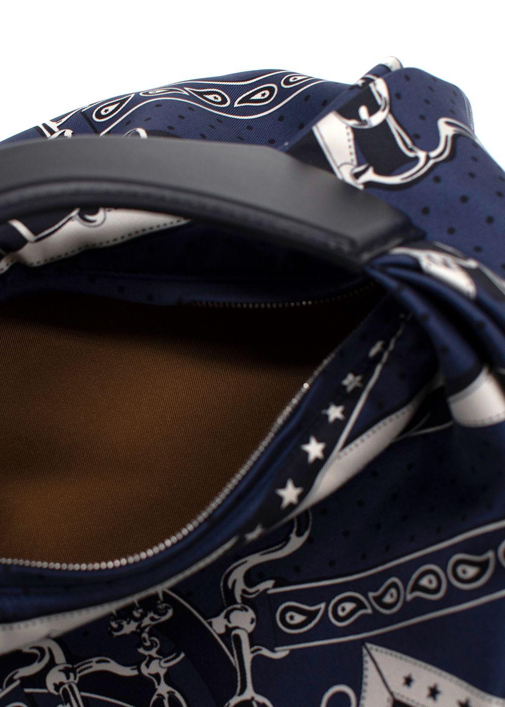 Hermes Navy Printed Silk Balusoie Bag