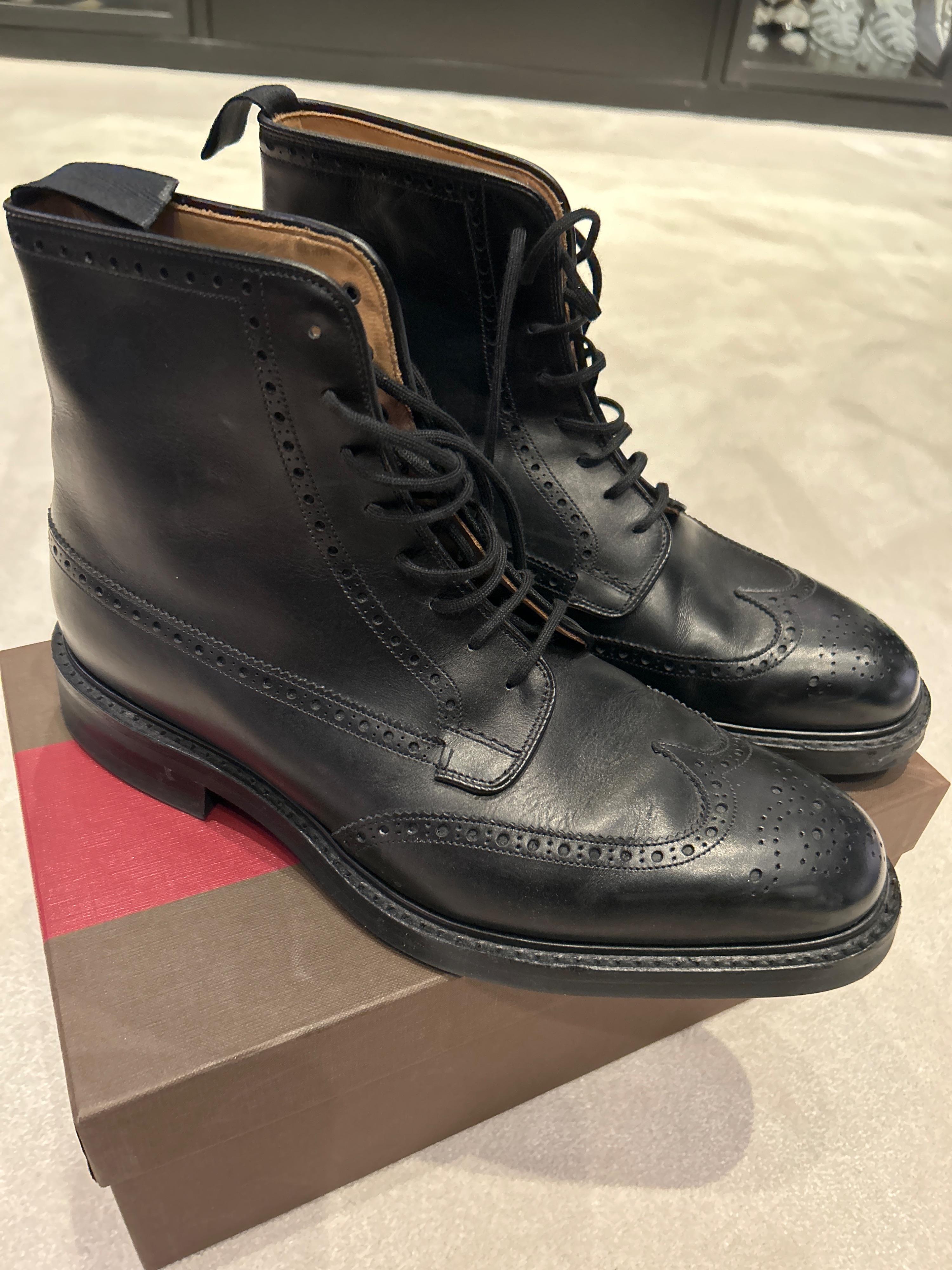Black Leather Nutley Combat Boots